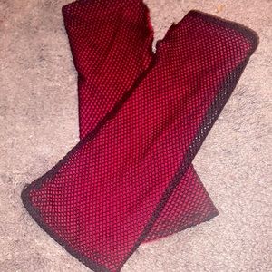 Red/Black Fishnet Arm Warmers